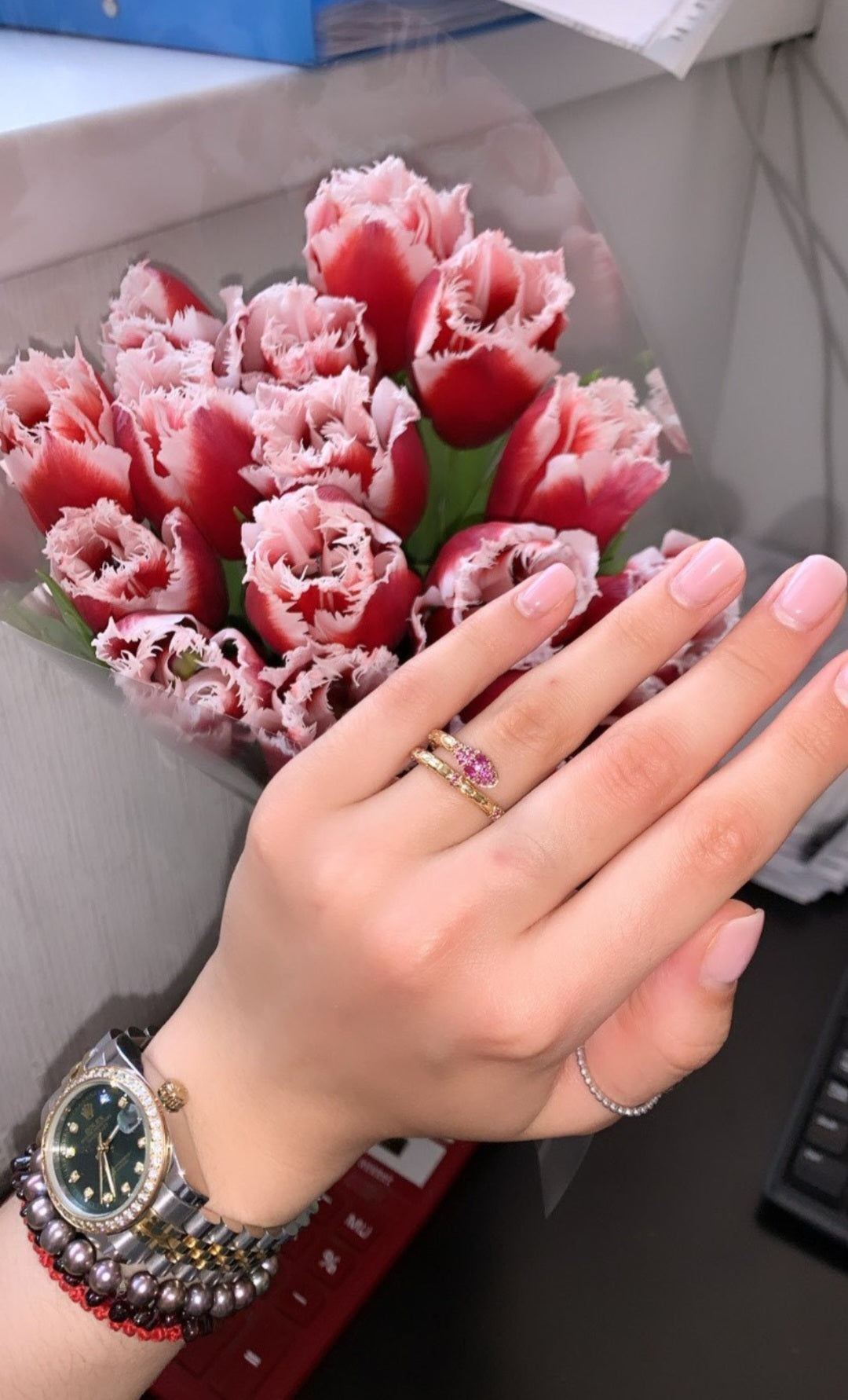 Gold Snake Ring for Women – CZ Crystal Adjustable Ring 💎Jewelry Gift🎁